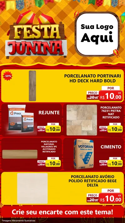Modelo de TV para TV Vertical com o tema Festa Junina para Pisos e revestimentos