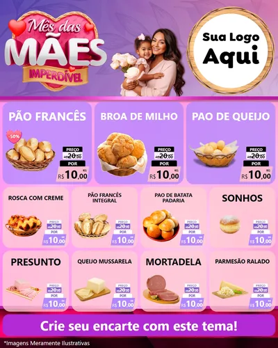 Modelo de Rede Social para Feed Instagram com o tema Mês das Mães Imperdível para Padaria