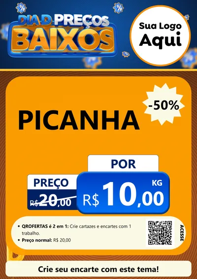 Modelo de Cartaz para Cartaz A4 Vertical com o tema Dia D Preço Baixo para Açougue