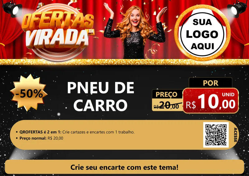 Modelo de Cartaz para Cartaz A4 Horizontal com o tema Ofertas da Virada para Auto peças