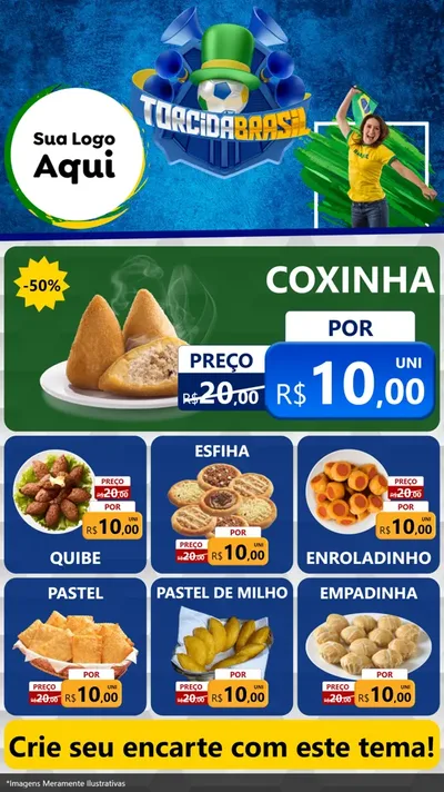 Modelo de Rede Social para Stories com o tema Torcida Brasil - Copa para Salgadaria