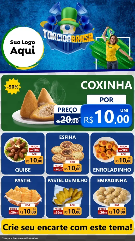 Modelo de Rede Social para Stories com o tema Torcida Brasil - Copa para Salgadaria
