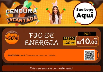 Modelo de Cartaz para Cartaz A4 Horizontal com o tema Cenoura Encantada - Páscoa para Materiais Elétricos