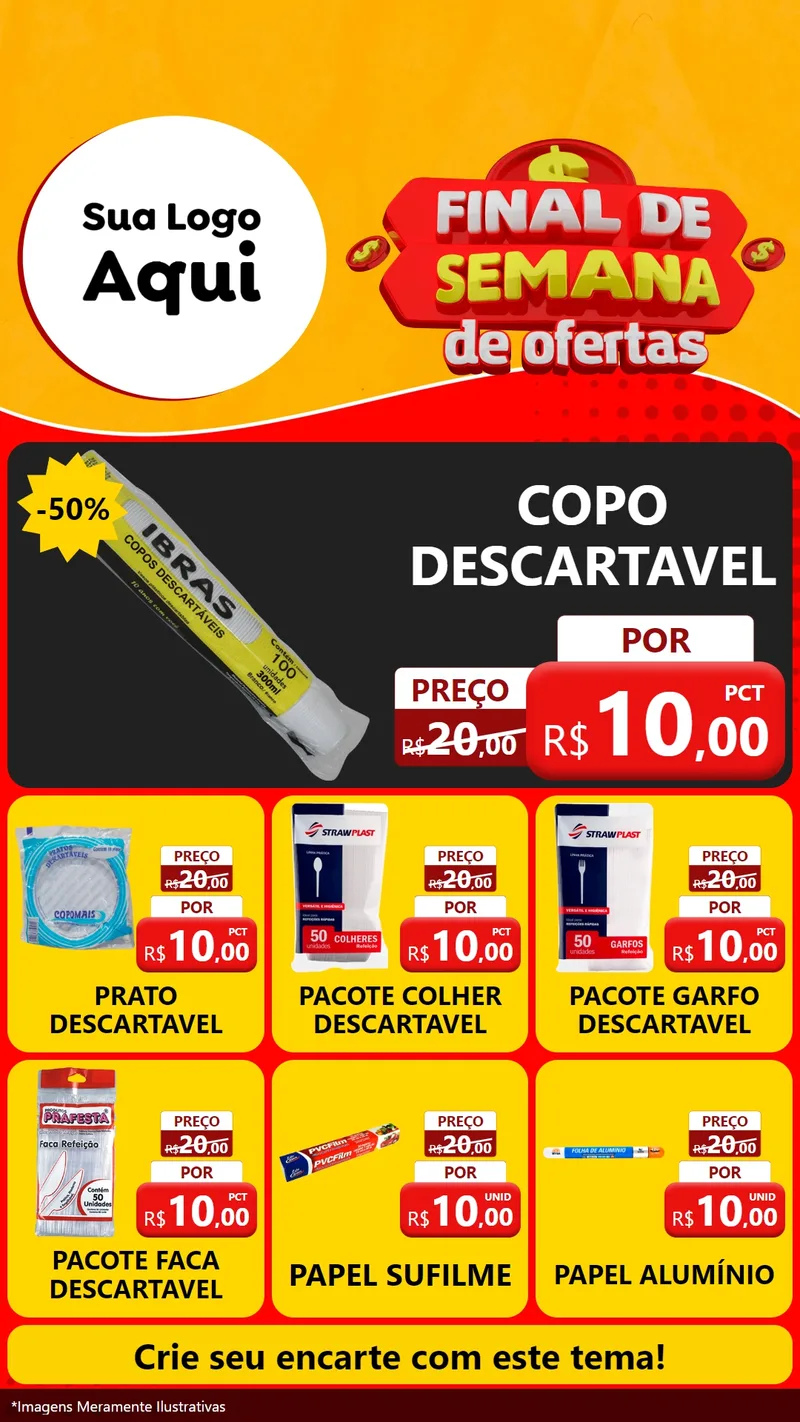 Modelo de Rede Social para Stories com o tema Final de Semana de Ofertas para Embalagens