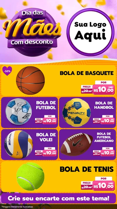 Modelo de TV para TV Vertical com o tema Dia das Mães com Desconto para Artigos Esportivos
