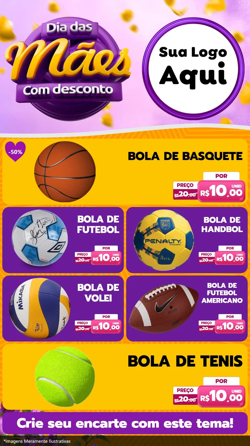 Modelo de TV para TV Vertical com o tema Dia das Mães com Desconto para Artigos Esportivos