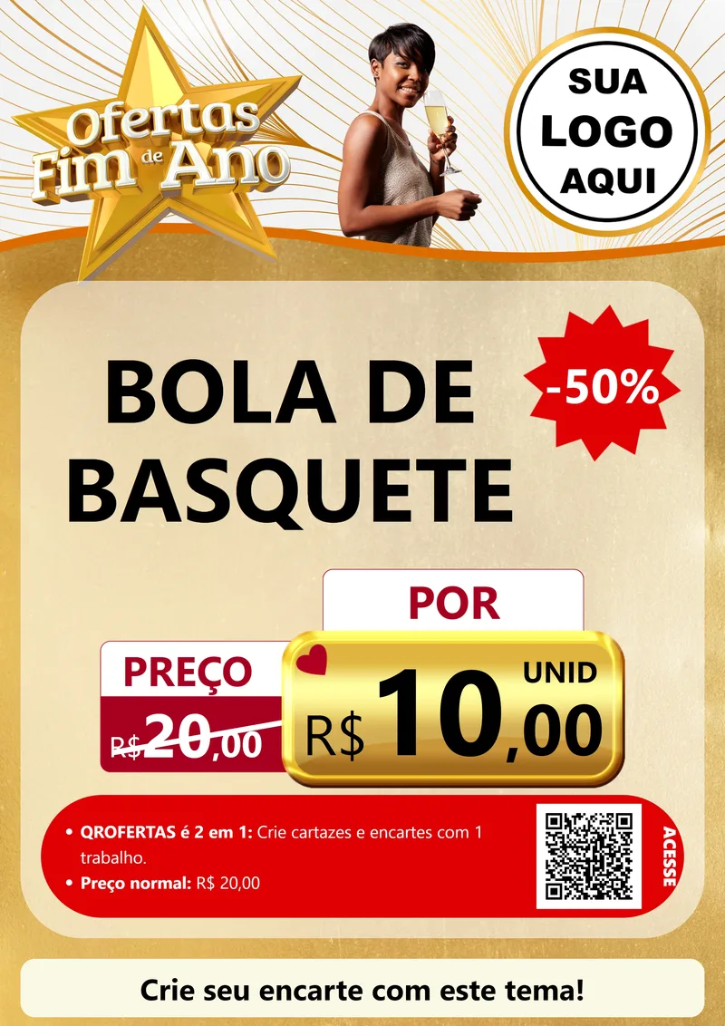Modelo de Cartaz para Cartaz A4 Vertical com o tema Ofertas Fim de Ano para Artigos Esportivos