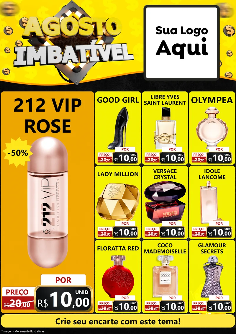 Modelo de Encarte para Encarte A4 Vertical com o tema Agosto Imbatível para Perfumes