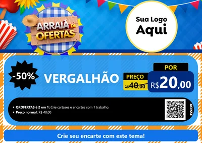 Modelo de Cartaz para Cartaz A4 Horizontal com o tema Arraiá de Ofertas para Ferragens