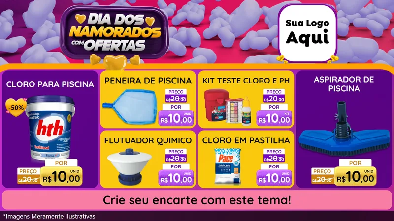 Modelo de TV para TV Horizontal com o tema Dia Dos Namorados Com Ofertas para Produtos para Piscina