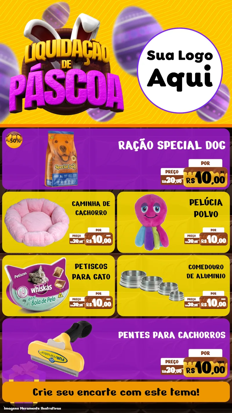 Modelo de TV para TV Vertical com o tema Liquidação de Páscoa para Pet Shop