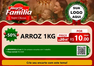 Modelo de Cartaz para Cartaz A4 Horizontal com o tema Alegria Em Família - Super Ofertas para Supermercado