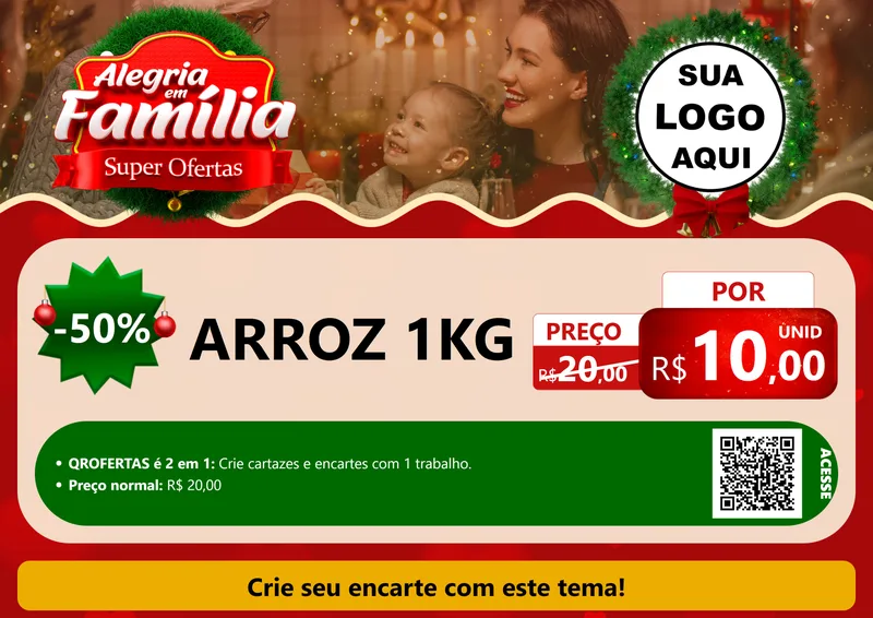 Modelo de Cartaz para Cartaz A4 Horizontal com o tema Alegria Em Família - Super Ofertas para Supermercado