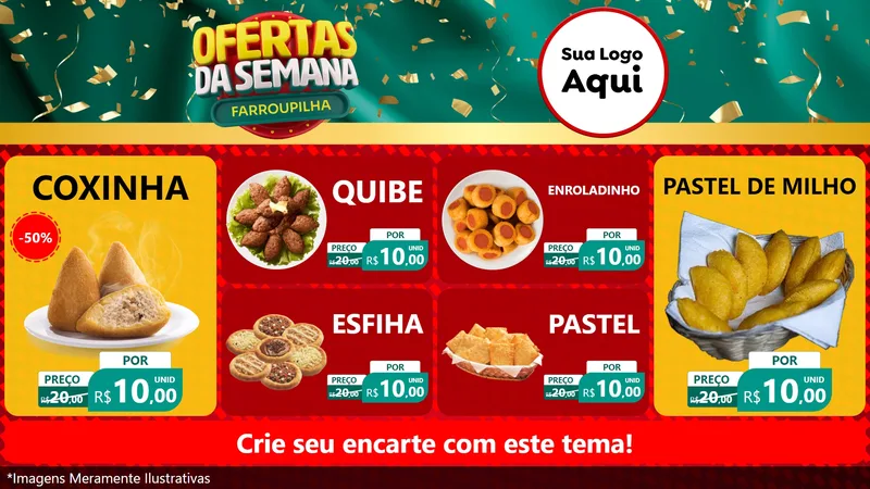 Modelo de TV para TV Horizontal com o tema Ofertas da Semana Farroupilha para Salgadaria