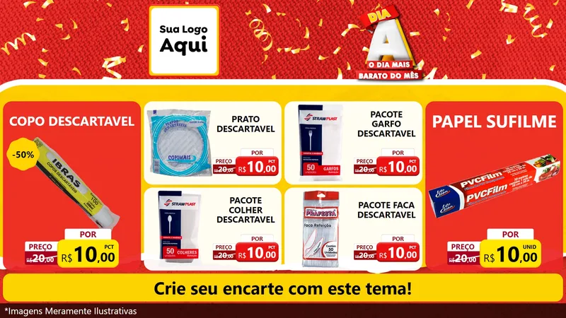 Modelo de TV para TV Horizontal com o tema Dia A o Dia Mais Barato do Mês para Embalagens