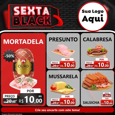 Modelo de Rede Social para Feed Facebook com o tema Sexta Black para Frios e Laticínios