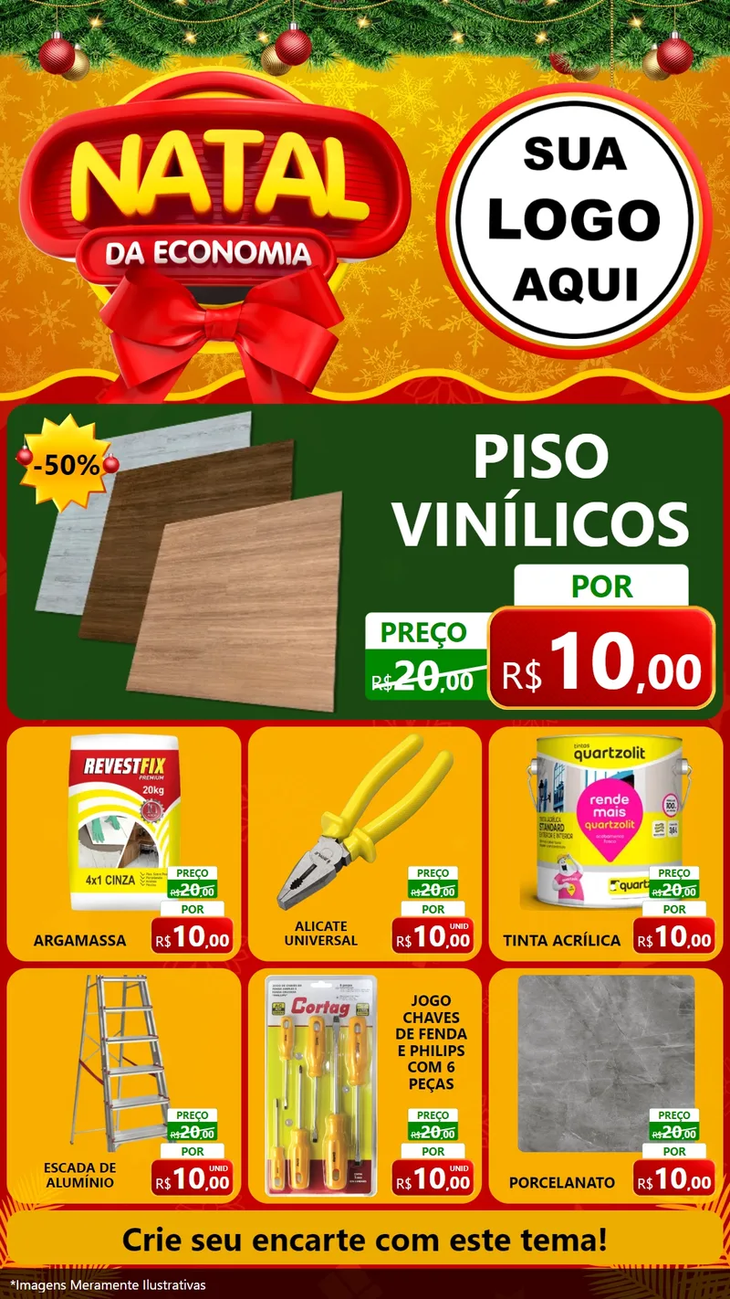 Modelo de Rede Social para Stories com o tema Natal da Economia para Material para Construção