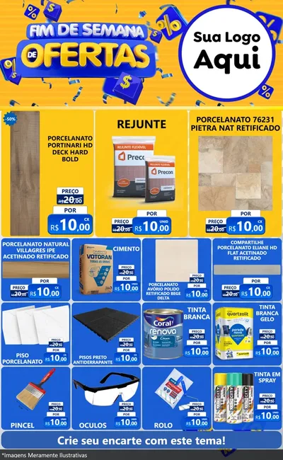 Modelo de Encarte para Encarte Grande com o tema Fim de Semana de Ofertas para Pisos e revestimentos