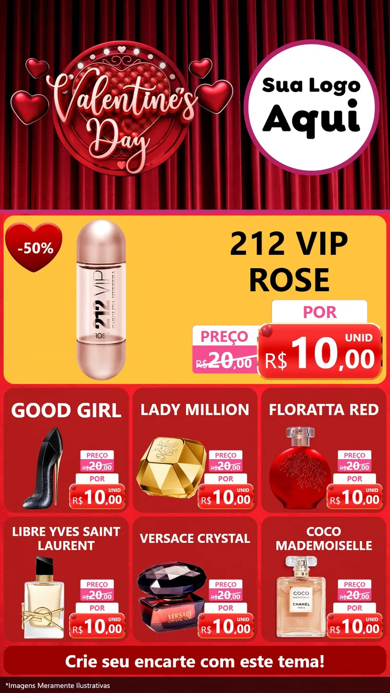 Modelo de Rede Social para Stories com o tema Valentine's Day para Perfumes