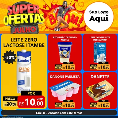 Modelo de Rede Social para Feed Facebook com o tema Super Ofertas Julho para Frios e Laticínios