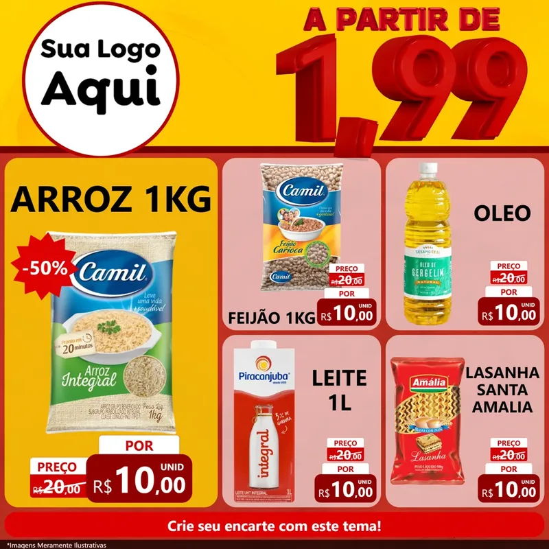 Modelo de Rede Social para Feed Facebook com o tema A Partir de Um e Noventa e Nove - 1,99 para Supermercado