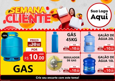 Modelo de Encarte para Encarte A4 Horizontal com o tema Semana do Cliente para Água e gás
