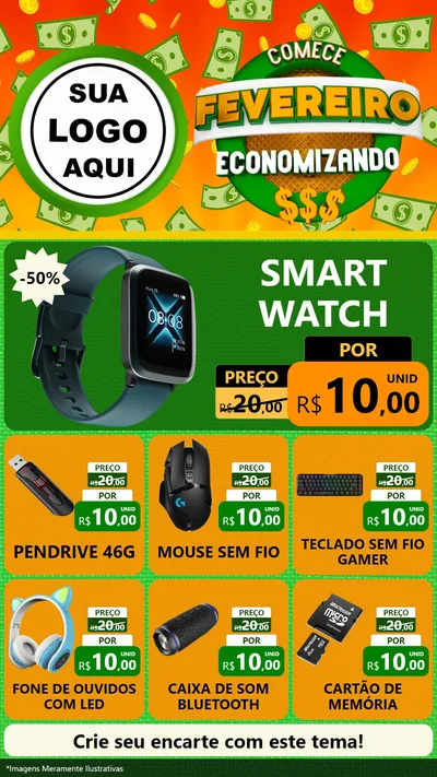 Modelo de Rede Social para Stories com o tema Comece Fevereiro Economizando para Informática