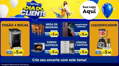 Modelo de TV para TV Horizontal com o tema Especial Dia do Cliente para Móveis e Eletro