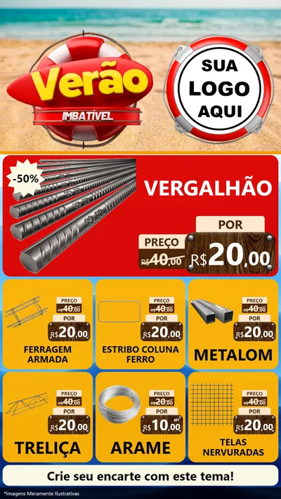 Modelo de Rede Social para Stories com o tema Verão Imbatível para Ferragens