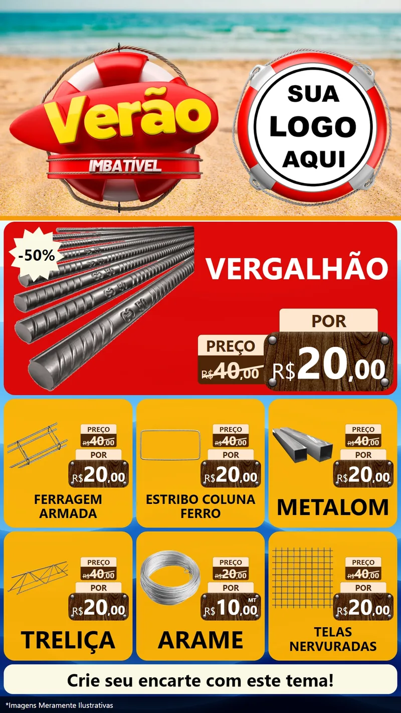 Modelo de Rede Social para Stories com o tema Verão Imbatível para Ferragens