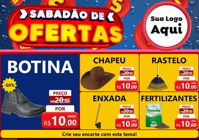 Modelo de Encarte para Encarte A4 Horizontal com o tema Sabadão de Ofertas para Agropecuária