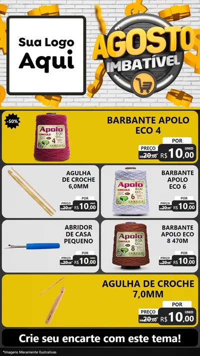 Modelo de TV para TV Vertical com o tema Agosto imbatível para Armarinho e Aviamentos