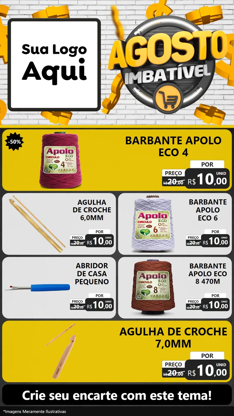 Modelo de TV para TV Vertical com o tema Agosto imbatível para Armarinho e Aviamentos