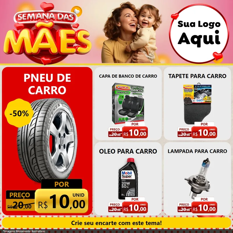 Modelo de Rede Social para Feed Facebook com o tema Semana das Mães para Auto peças