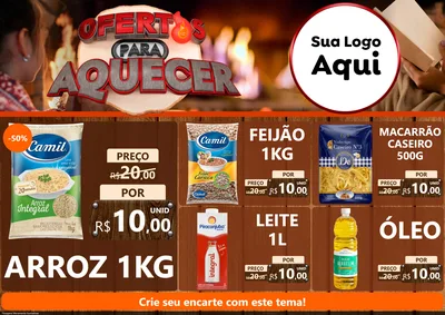 Modelo de Encarte para Encarte A4 Horizontal com o tema Ofertas Para Aquecer para Supermercado