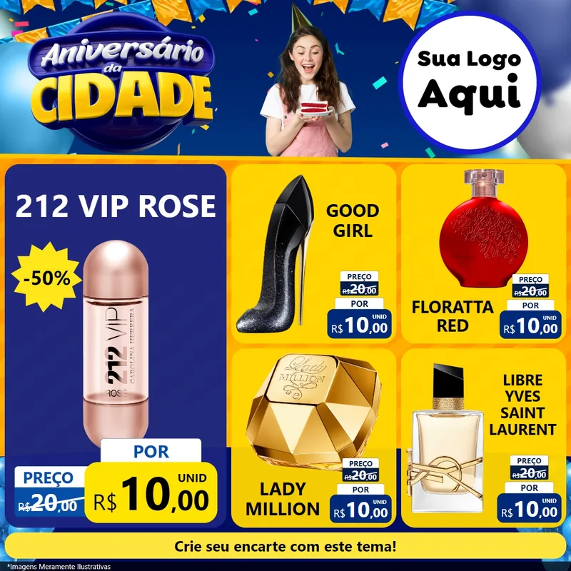 Modelo de Rede Social para Feed Facebook com o tema Aniversário da Cidade para Perfumes