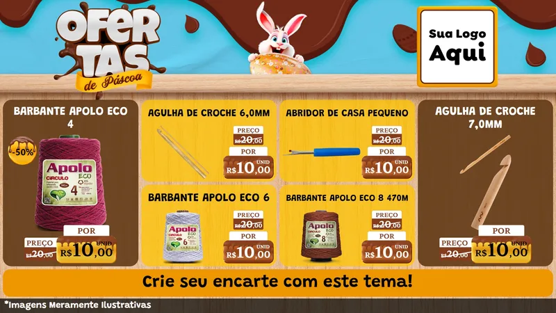 Modelo de TV para TV Horizontal com o tema Ofertas de Páscoa para Armarinho e Aviamentos