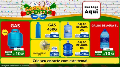 Modelo de TV para TV Horizontal com o tema Carnaval de Ofertas para Água e gás
