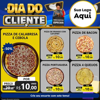 Modelo de Rede Social para Feed Facebook com o tema Dia Do Cliente para Pizzaria