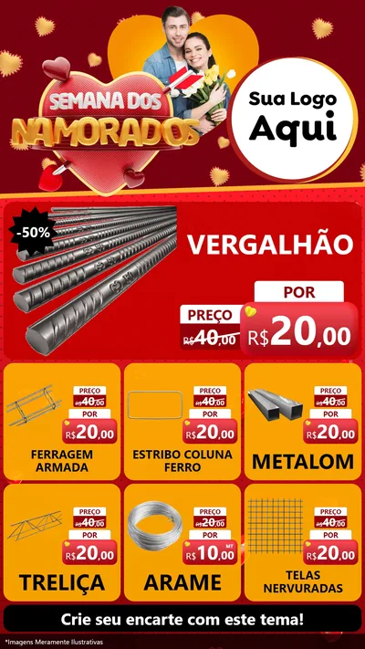Modelo de Rede Social para Stories com o tema Semana dos Namorados para Ferragens