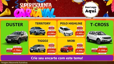 Modelo de TV para TV Horizontal com o tema Super Esquenta de Carnaval para Concessionaria de Carros
