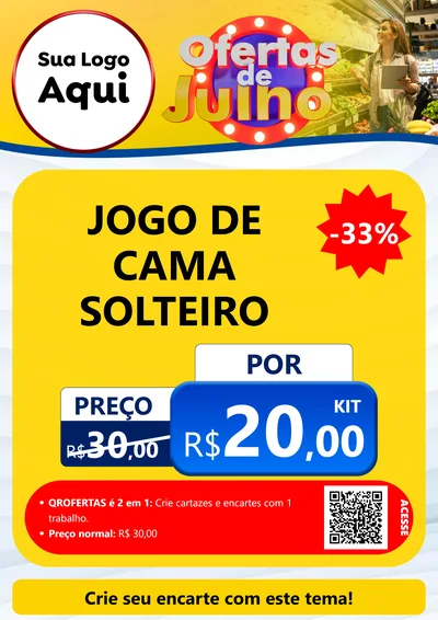 Modelo de Cartaz para Cartaz A4 Vertical com o tema Ofertas de Julho para Cama, Mesa e Banho