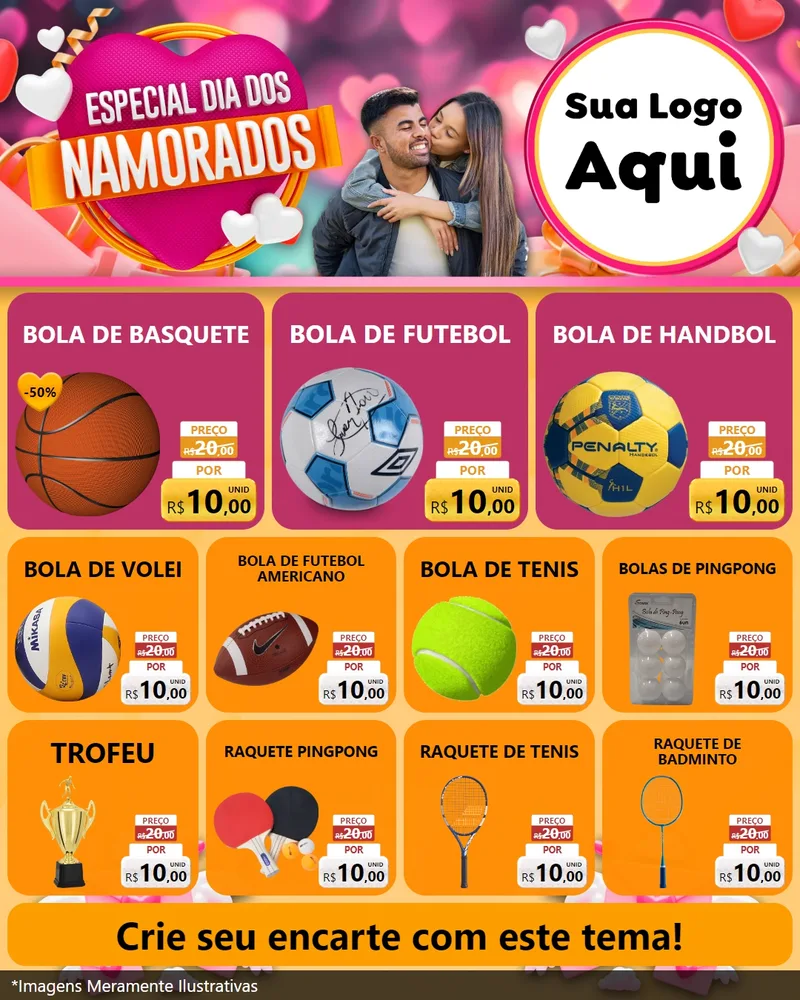 Modelo de Rede Social para Feed Instagram com o tema Especial Dia dos Namorados para Artigos Esportivos