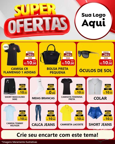 Modelo de Rede Social para Feed Instagram com o tema Super Ofertas para Roupas e acessórios
