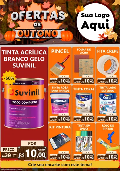 Modelo de Encarte para Encarte A4 Vertical com o tema Ofertas de Outono para Tintas e Ferramentas