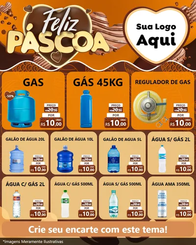 Modelo de Rede Social para Feed Instagram com o tema Feliz Páscoa para Água e gás