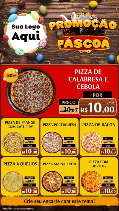 Modelo de Rede Social para Stories com o tema Promoção Páscoa para Pizzaria