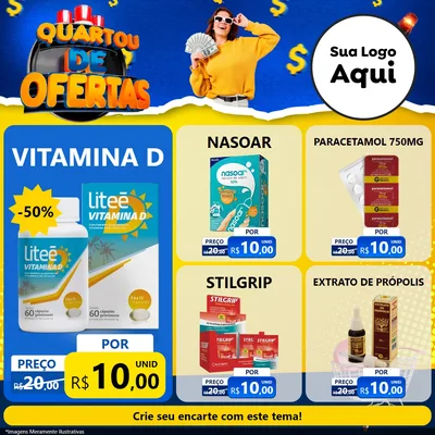 Modelo de Rede Social para Feed Facebook com o tema Quartou de Ofertas para Farmácia