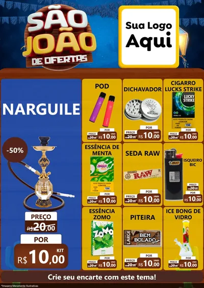 Modelo de Encarte para Encarte A4 Vertical com o tema São João Ofertas Imbatíveis! - Junina para Tabacaria