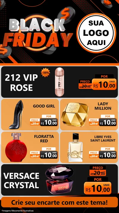 Modelo de TV para TV Vertical com o tema Black Friday para Perfumes